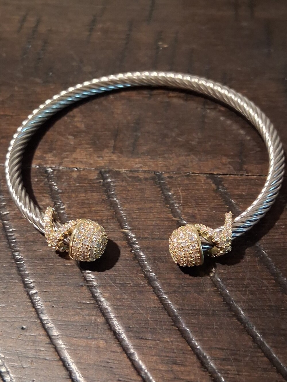*Limited Edition* Gold and Silver Pavé Cable Cuff Bracelet
